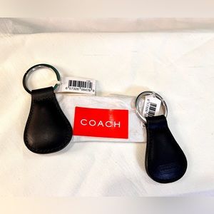 Coach black leather keyring NWT